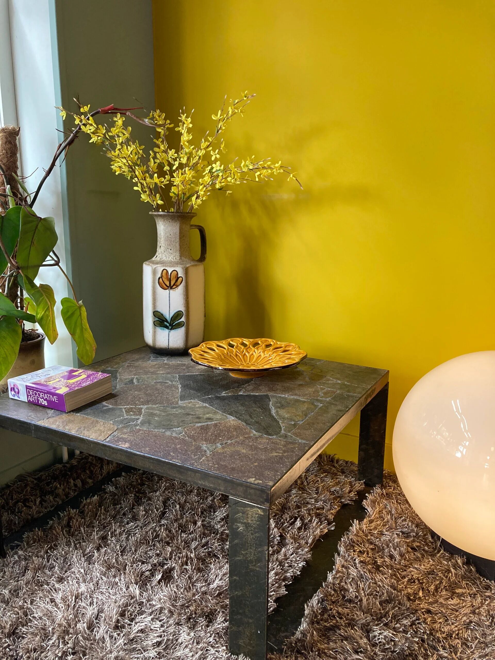 Vintage slate stone coffee table