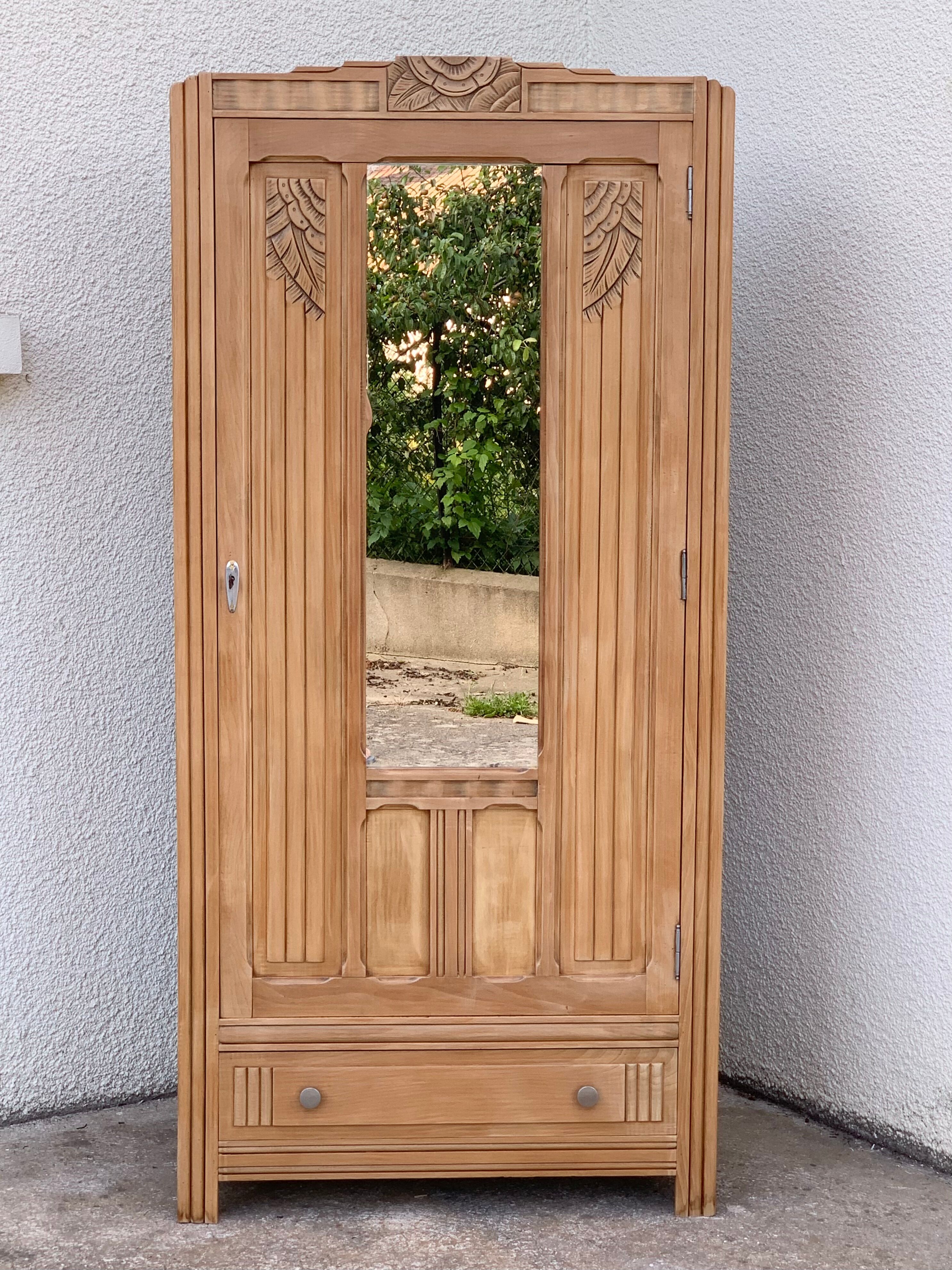 Parisian wardrobe art deco wood brut