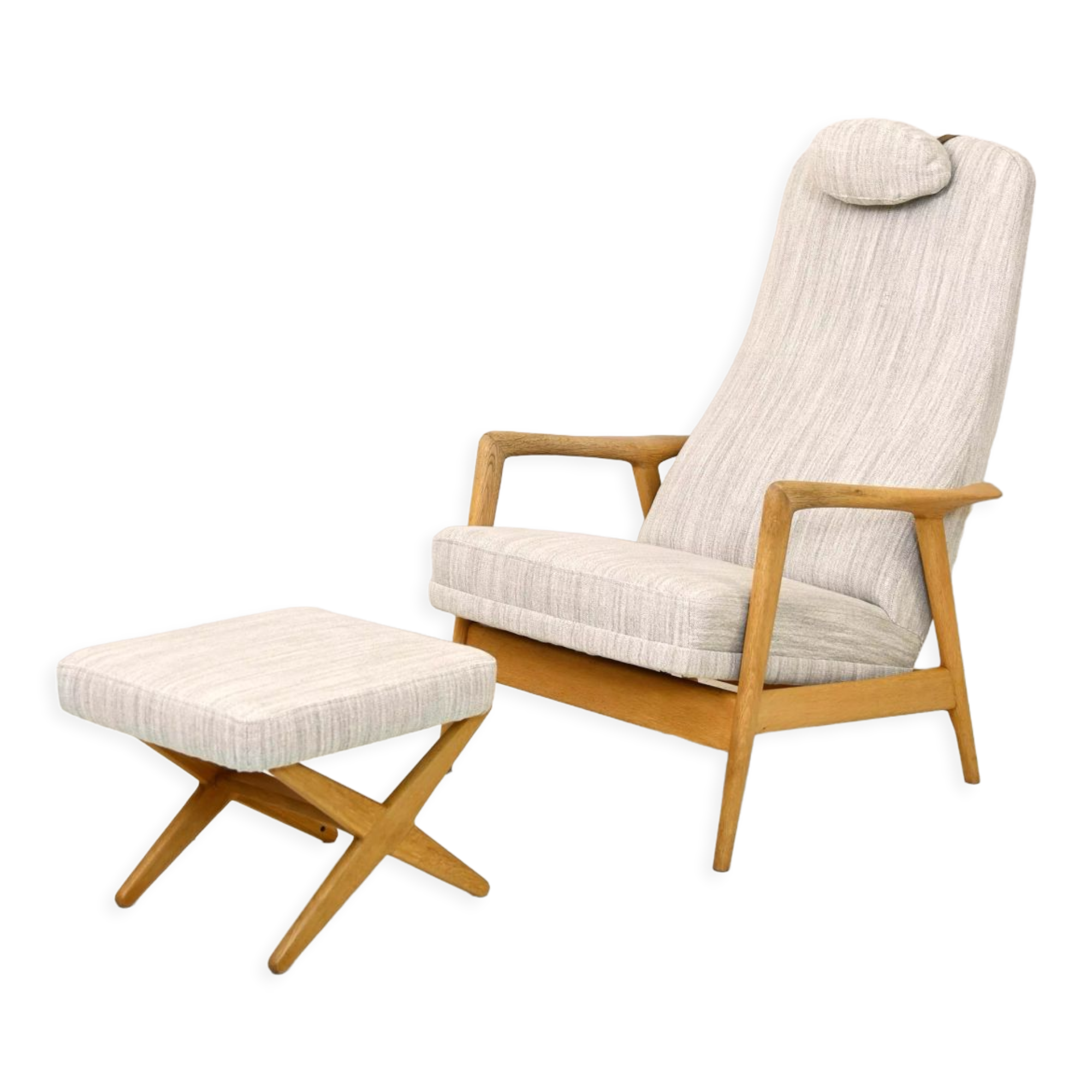 Fauteuil inclinable et repose-pieds par Alf Svensson