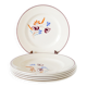 Set of 6 flat plates Salins, hand-painted flower patterns, 1950.