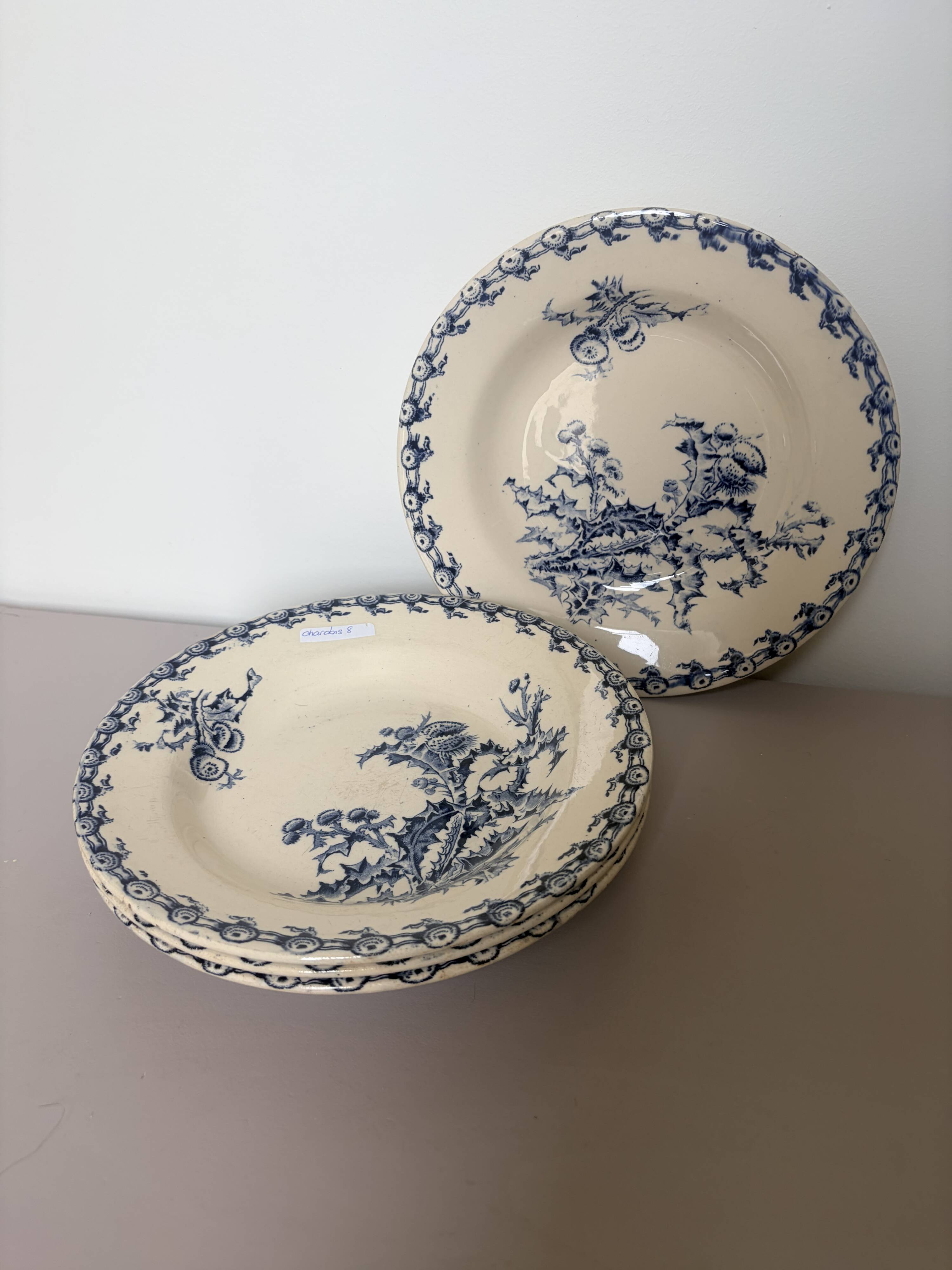 4 assiettes creuses Gien Chardons 260359