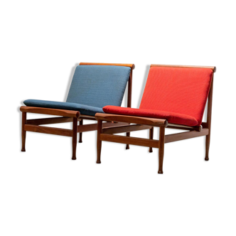 Set de 2 fauteuils lounge par Kai Lyngfeld Larsen en teck Danemark 1960