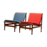 Set de 2 fauteuils lounge par Kai Lyngfeld Larsen en teck Danemark 1960