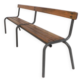 Industrial slatted bench from a French school, 1960s.