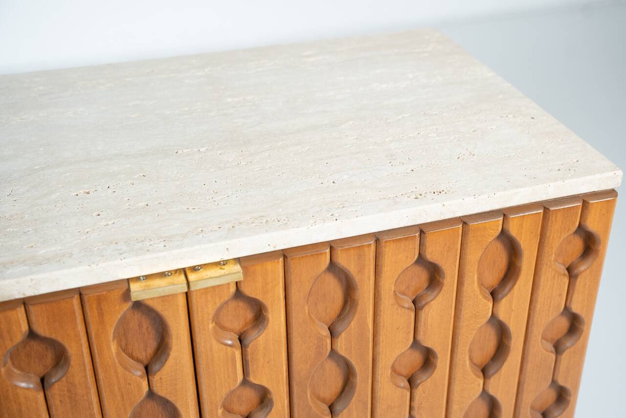 Contemporary Sideboard, Wood and Travertine, Italy