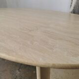 Oval coffee table in travertine, marble from the 70s/80s