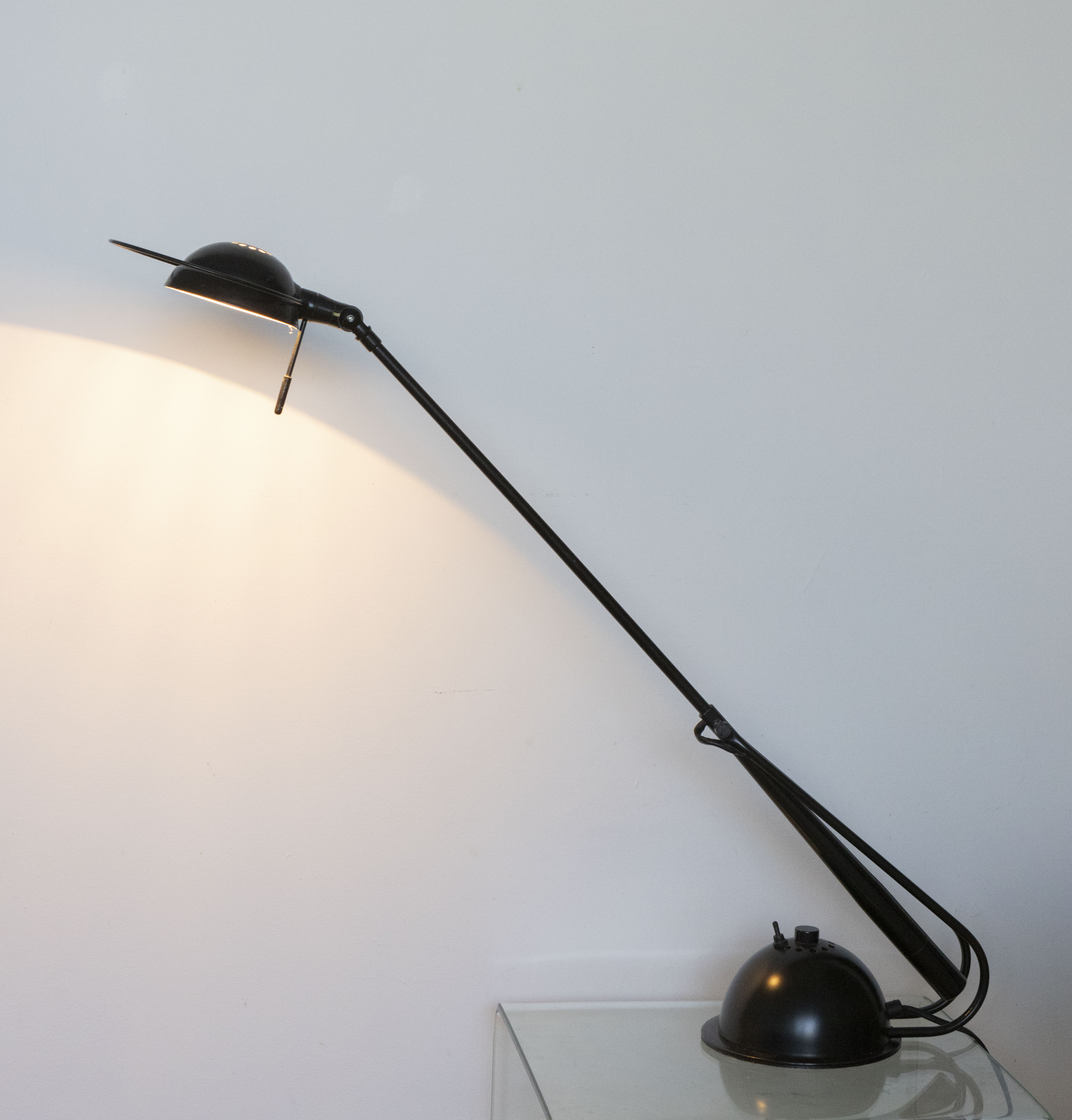 Vintage balance lamp aluminor black lacquered metal