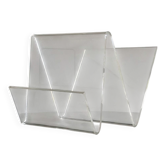 Porte-magazines design asymétrique en acrylique transparent, 70s