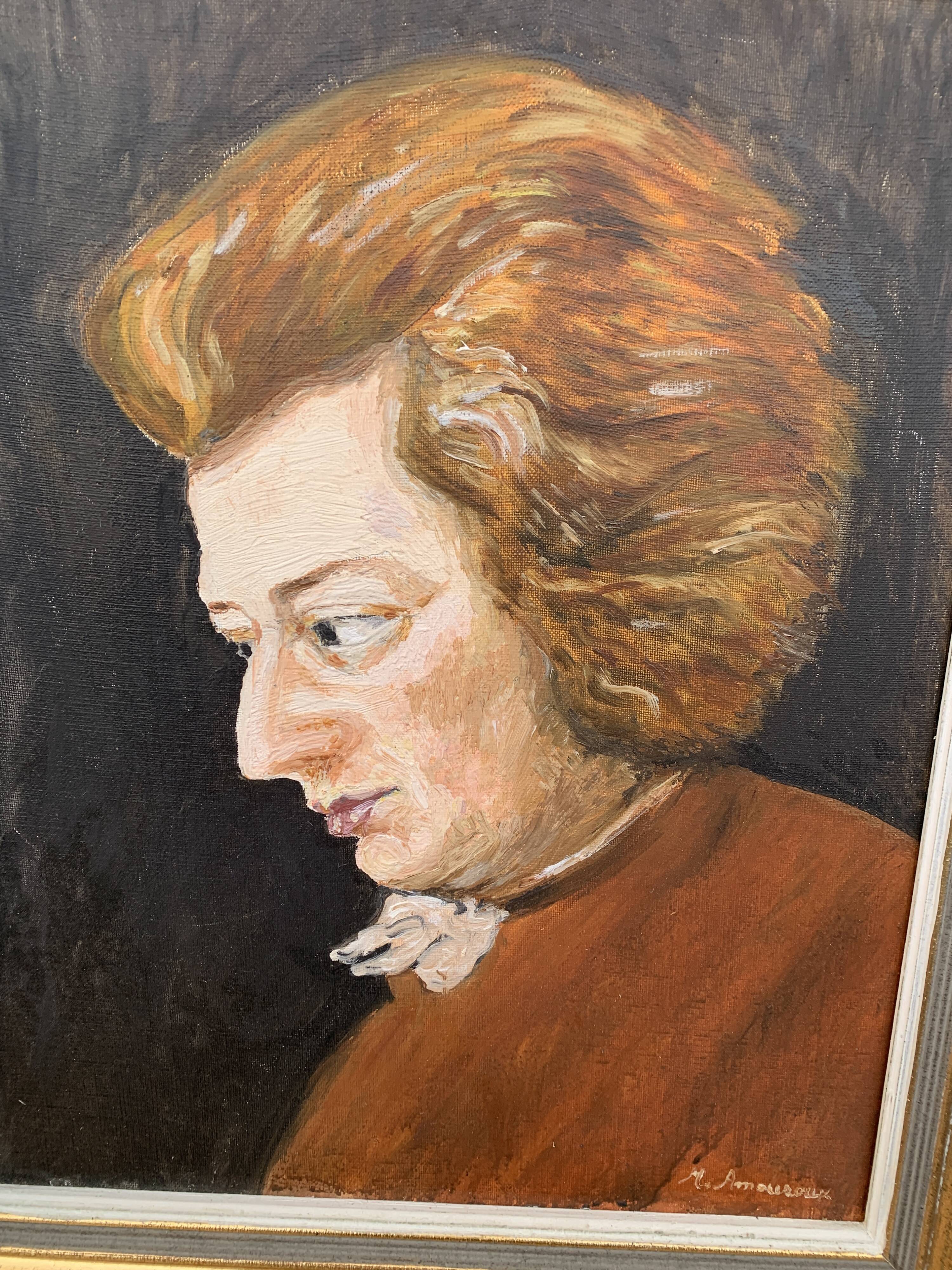 Portrait painting of a man signed M.amoureux XX Hst