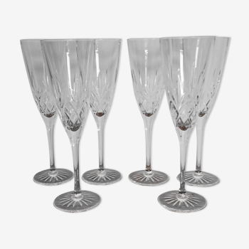 6 crystal champagne flutes