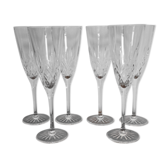 6 crystal champagne flutes