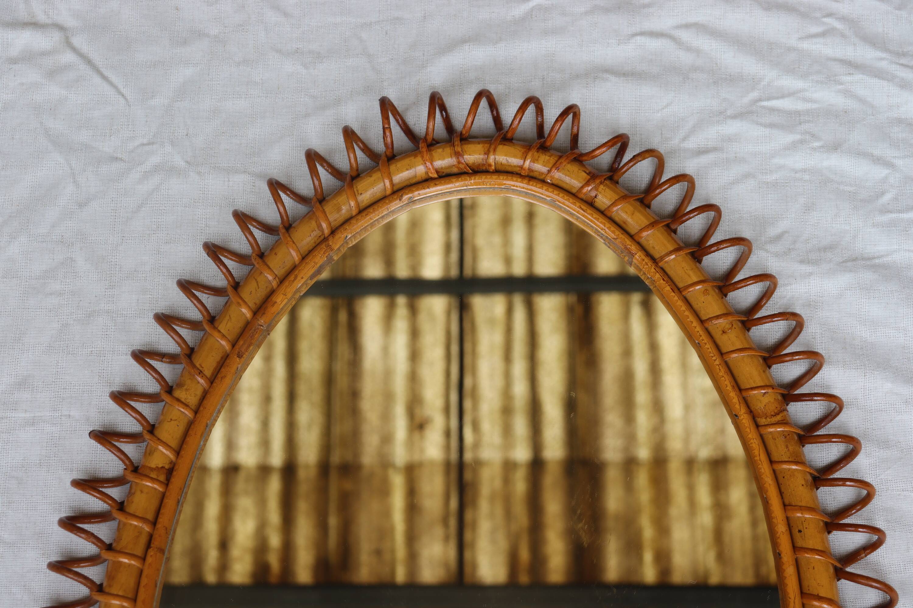 Italian rattan mirror 60's