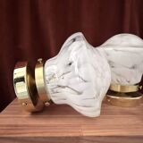 Pair of white globe wall lights