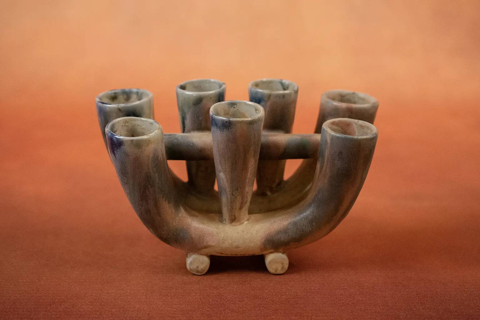 Art Nouveau flower pot in flamed stoneware by Charles Greber