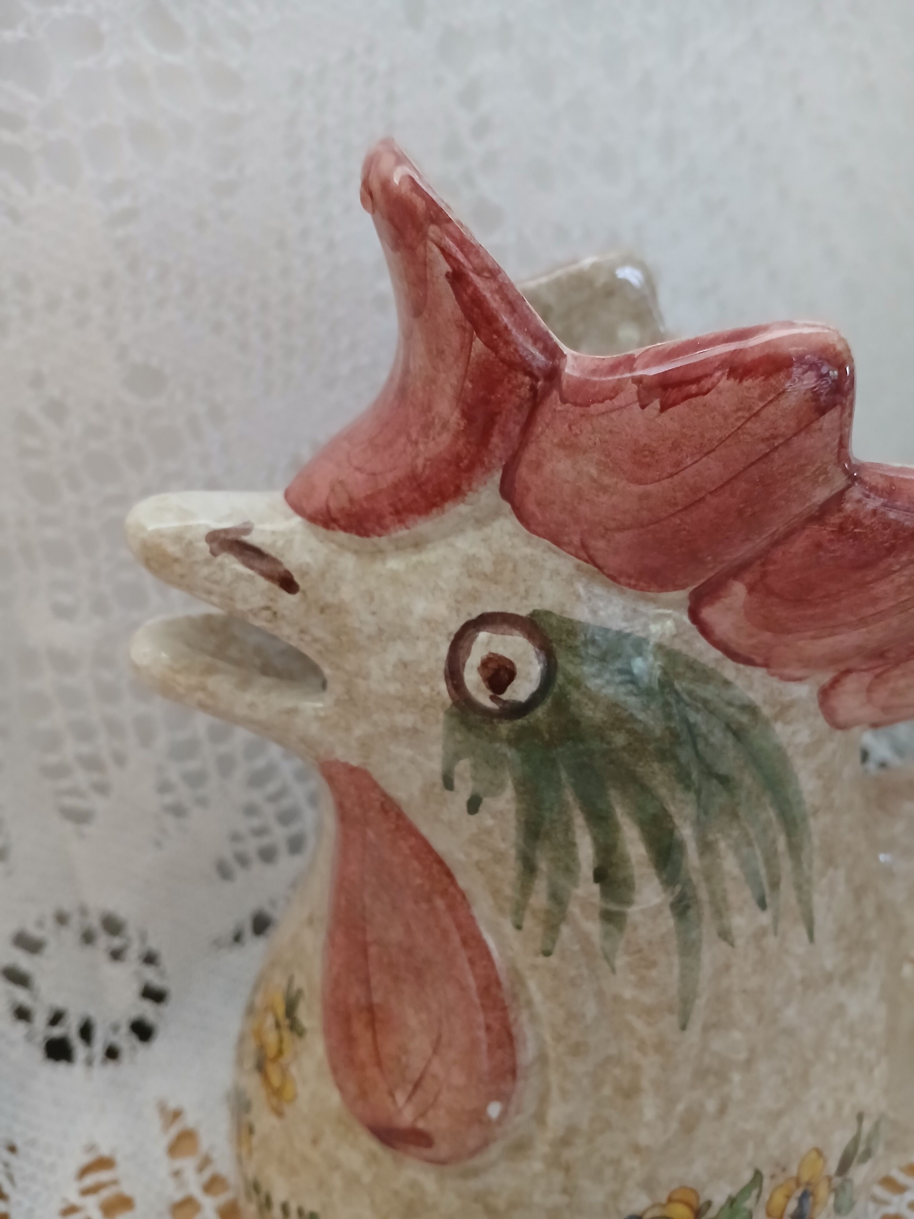 Jug / antique hand-painted rooster