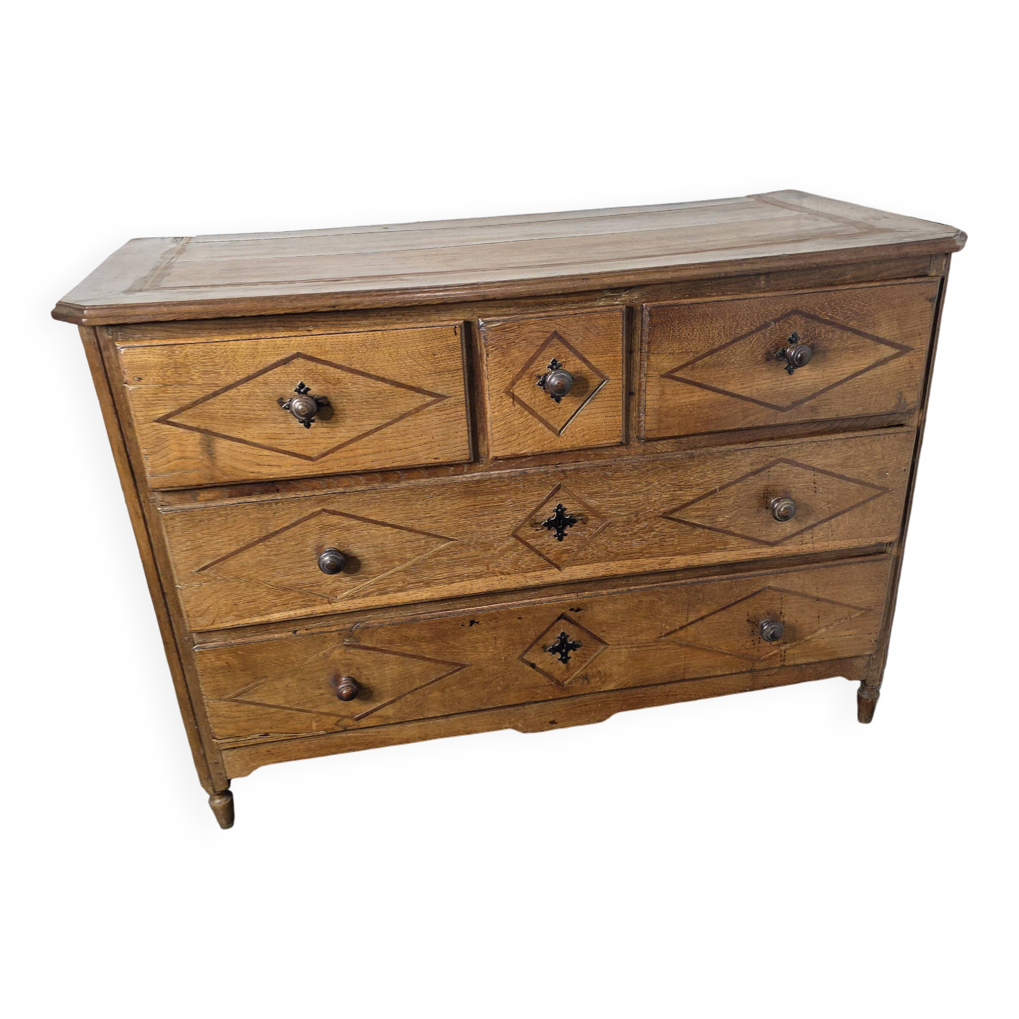 19th century solid oak chest of drawers