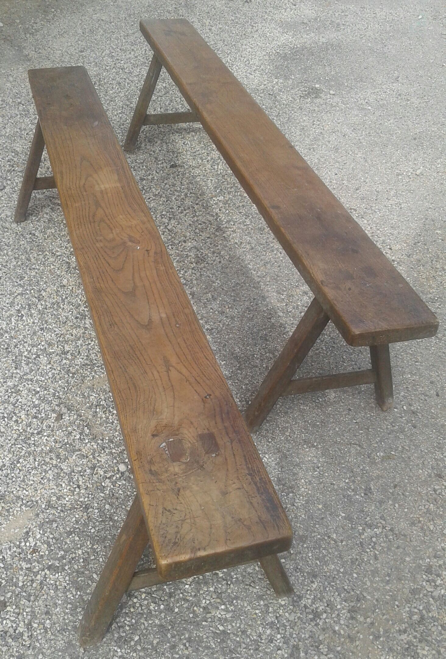 Oak benches (pair)