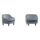 Set of 2 ice blue Mohair lounge chairs, 1950s Italy.