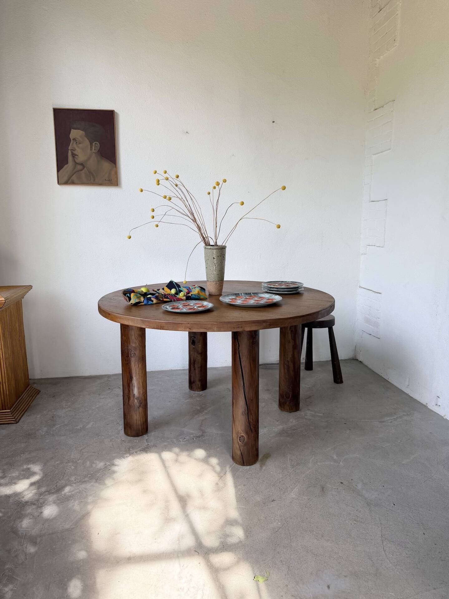 Round table 1950s constructivist walnut