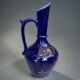 Vintage cobalt blue ceramic jug with gilding, 1950s-70s.