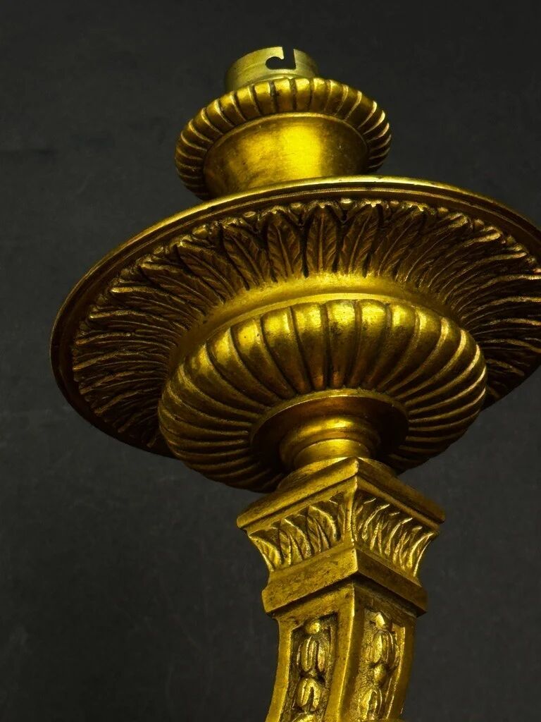 A pair of important gilt bronze wall sconces, Louis XVI style, 19th century.