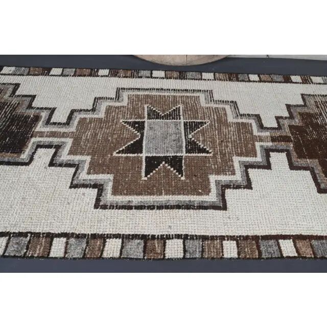 Tapis couloir en laine Oushak turc vintage des années 1970, 97x323.