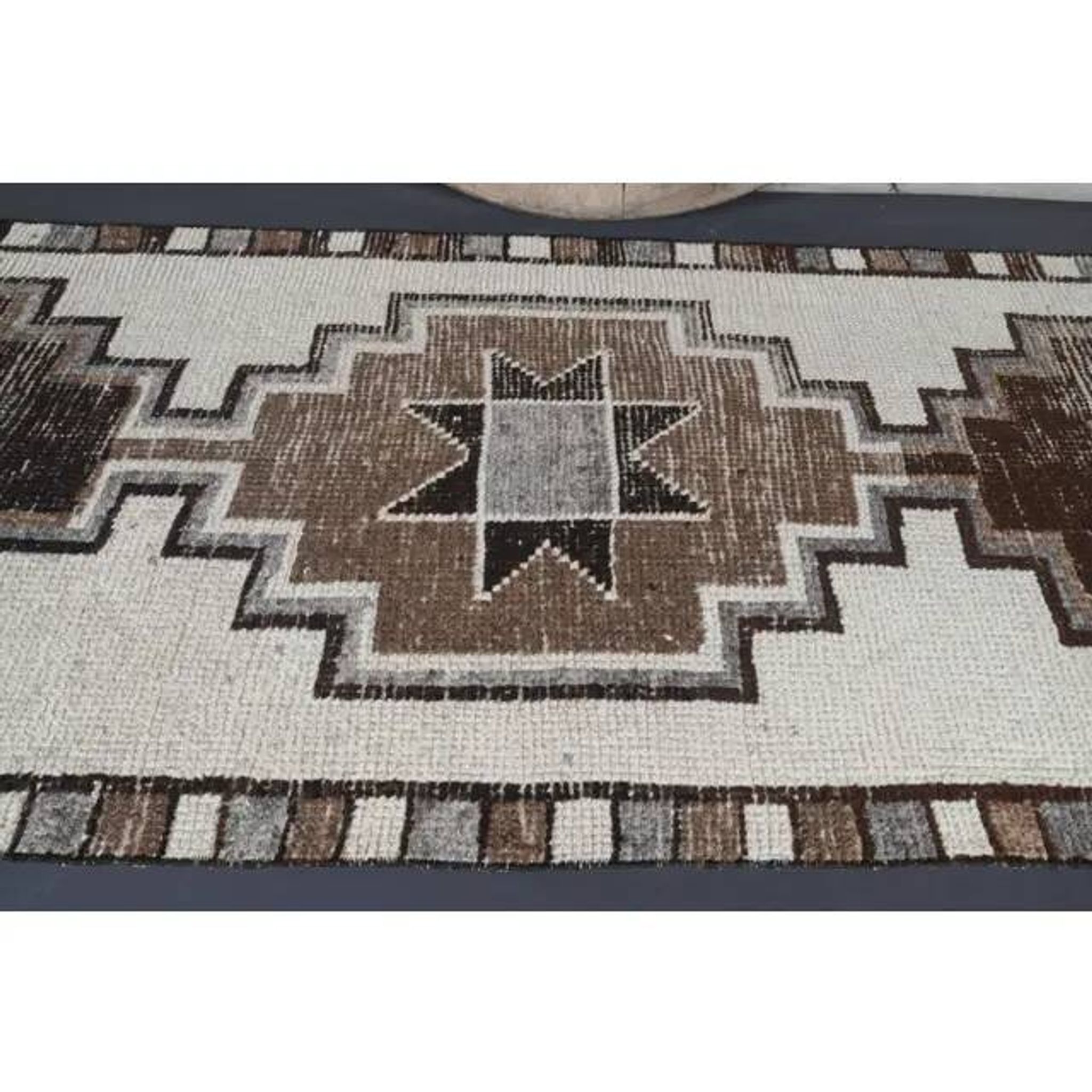 1970s Vintage Turkish Oushak Diamond Wool Runner 97x323