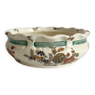 Sarreguemines Polychrome Iron Earth Sponge Holder Bowl