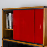 Oak and metal bookcase  design ARP (Motte Guariche Mortier), edition Minvielle 1960