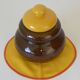 Vintage Handmade Ceramic Jar / Brown & Yellow Retro Kitchen Pottery