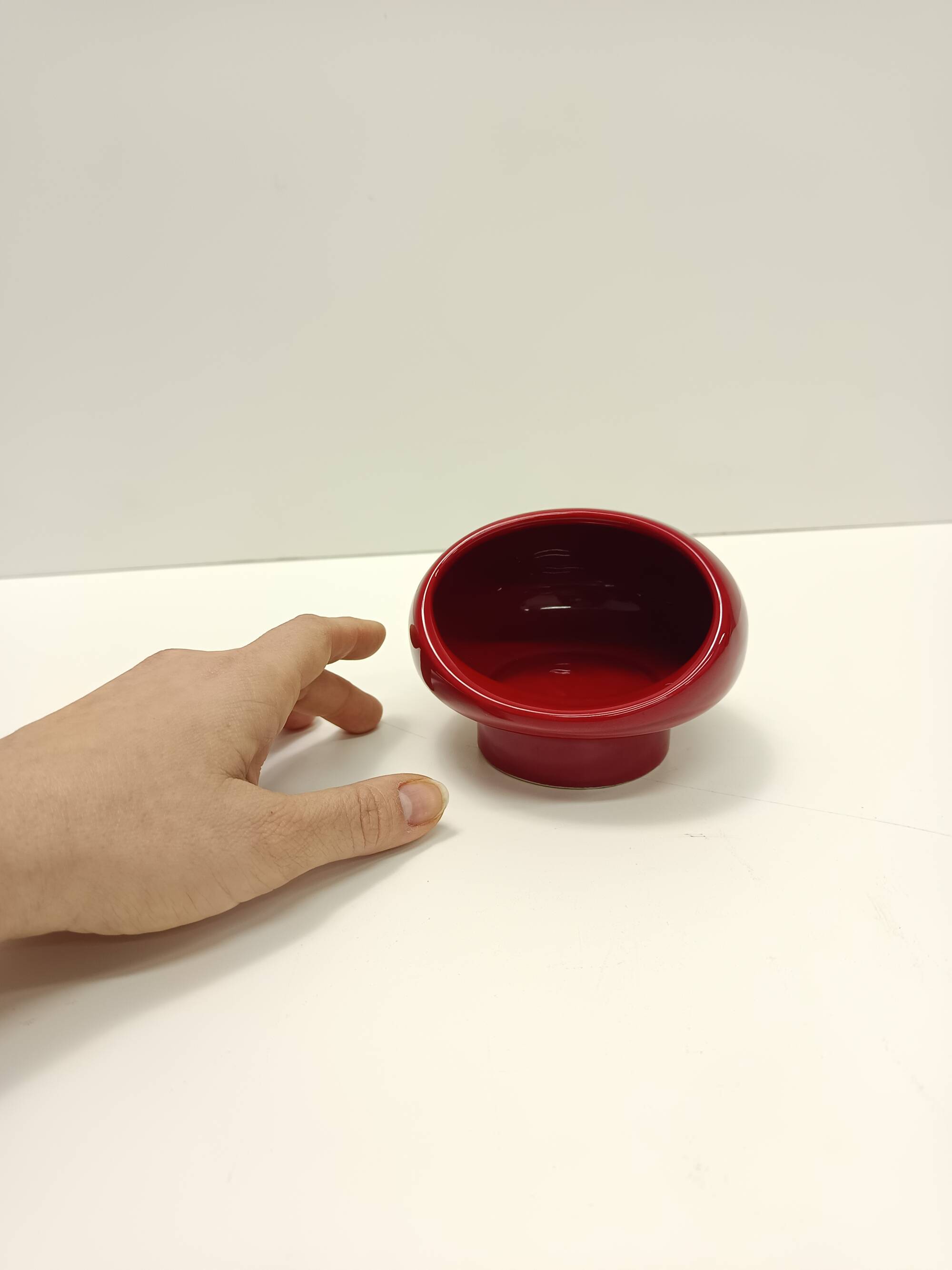 Vintage Spheric Red Glazed Ceramic Ashtray by Gabbianelli, Italy