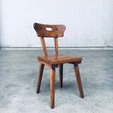 French Folk Art Rustic Dining Chair Set in Oak, 1940s, Set of 6