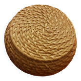 Round woven bamboo box with lid