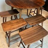 OSSO high Ethnicraft table and 5 stools