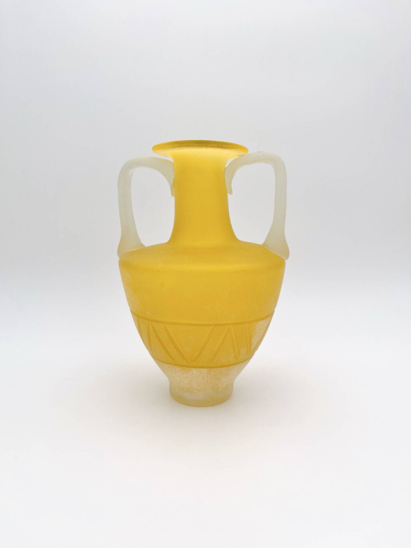Vase Amphore Murano Scavo Jaune Safran Taillé  Cenedese