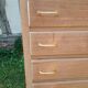 Commode 4 tiroirs pieds compas chêne bois brut