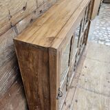 Antique Art Deco glass-fronted sideboard in Burmese teak
