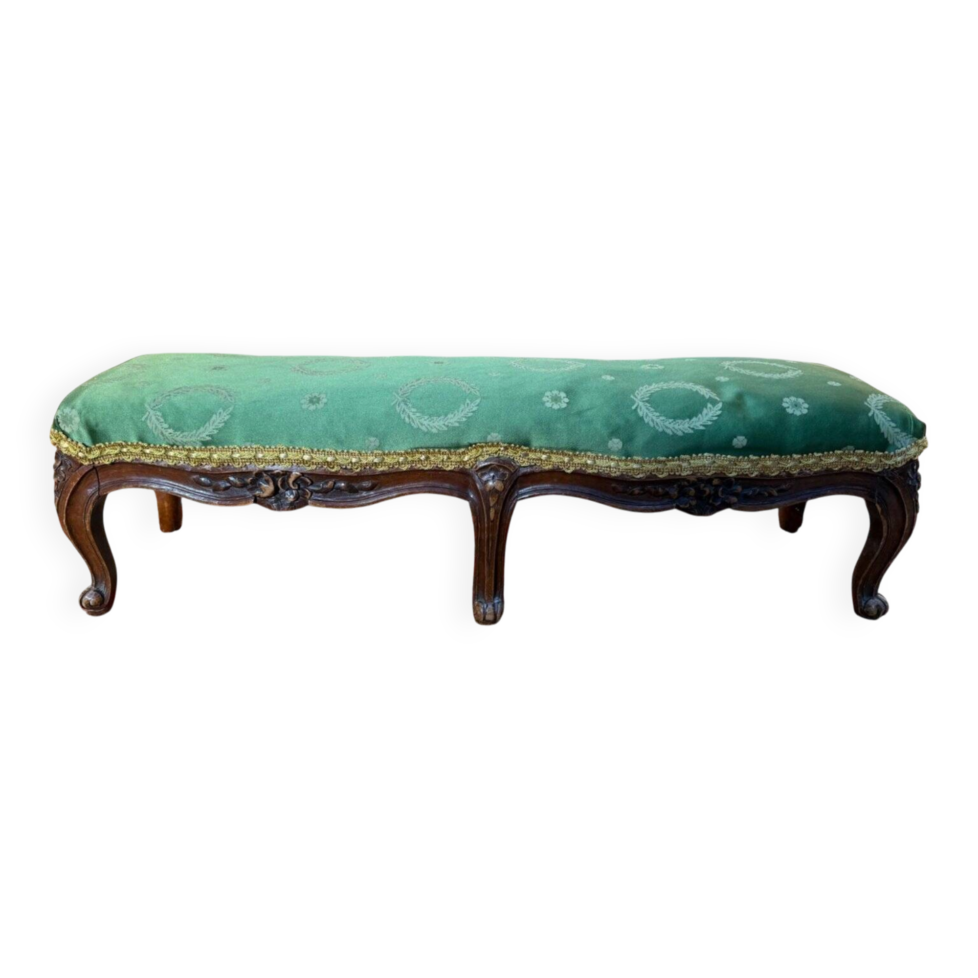 Louis XV Style Footrest – Six Cabriole Legs – Carved Wood