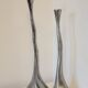 Pair of brutalist metal candlesticks in organic shape sleek design