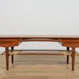 Table basse en teck et rotin du milieu du siècle, Danemark, années 1960