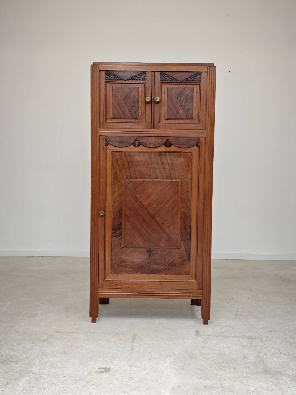 Antique wooden gramophone sideboard Art Deco France 1950