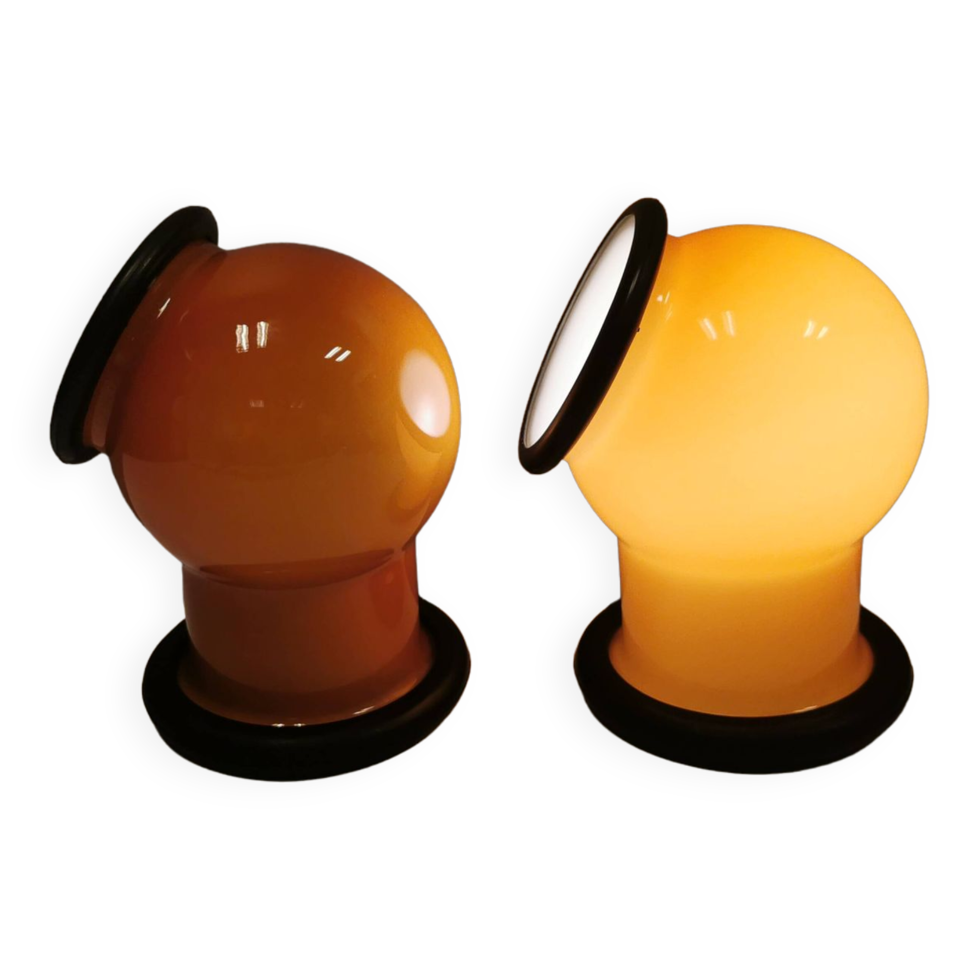 A set of EPOKE II wall lights, designed by Michael Bang for Holmegaard Denmark 1975-1981.