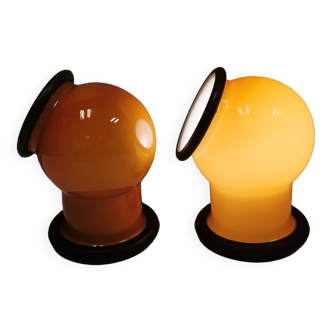 A set of EPOKE II wall lights, designed by Michael Bang for Holmegaard Denmark 1975-1981.