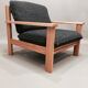 Wide armchair Scandinavian solid oak design 1960