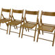 Set of four vintage folding chairs with webbing and wood 1970s