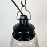 Industrial Bakelite Pendant Light with Frosted Glass, 1970s