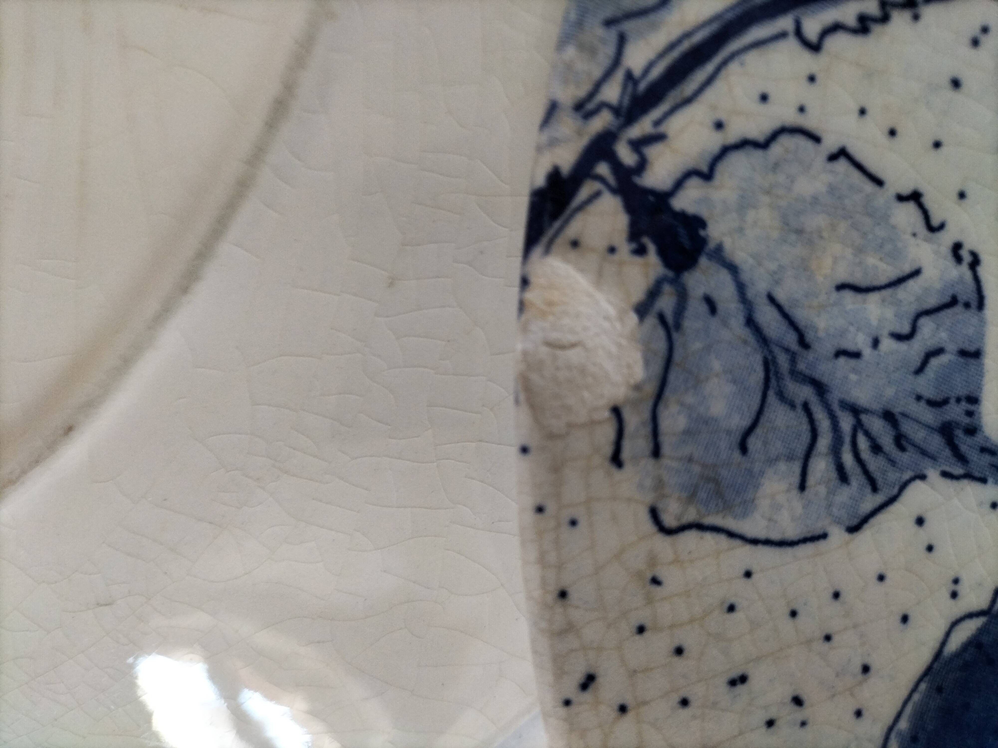 Two flat plates in earthenware with blue floral decoration.