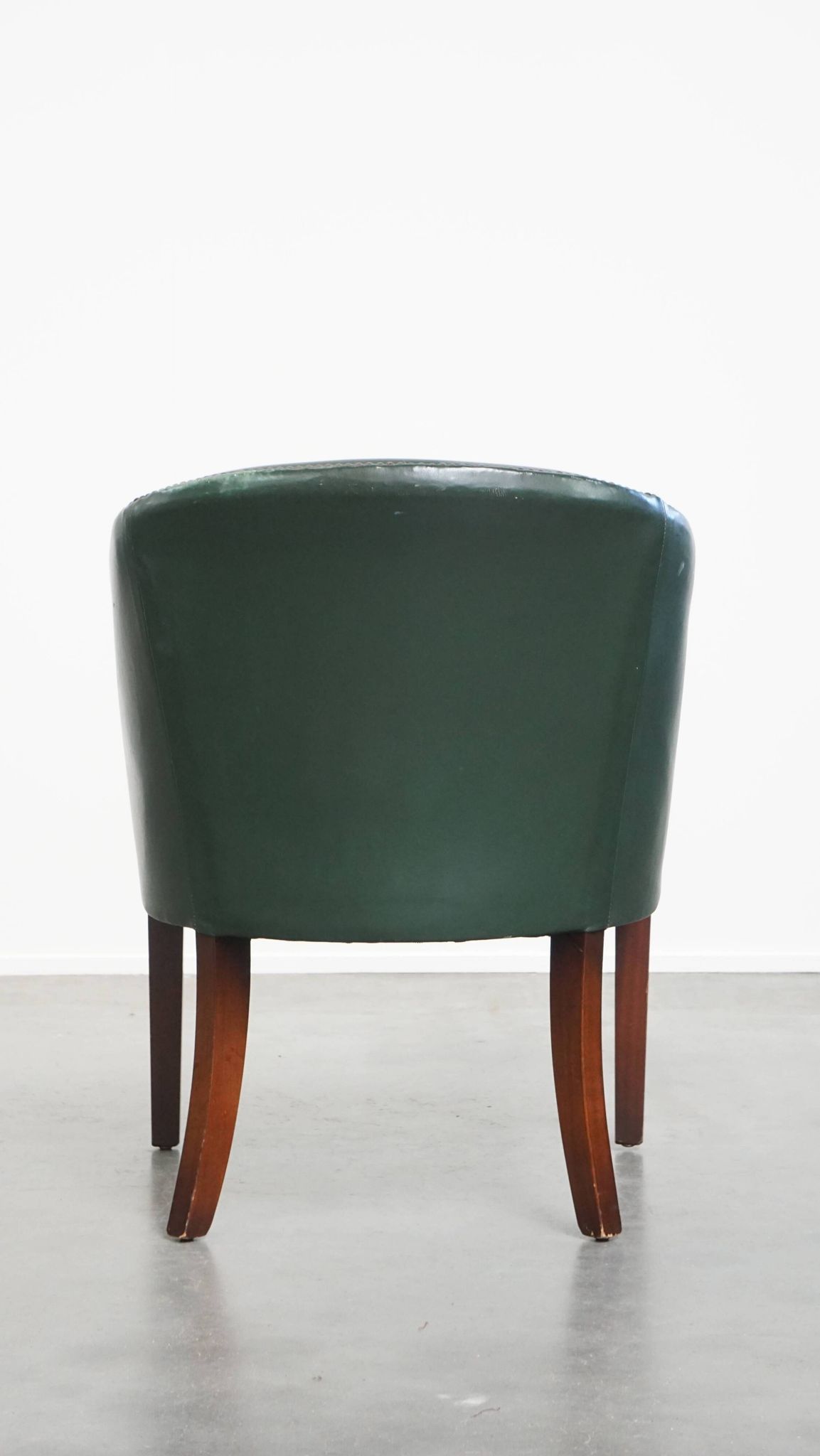 Green Cowhide Leather and Wooden Side/Dining/Desk Chair in English Style