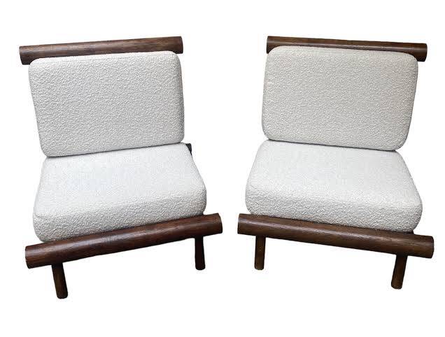 Charlotte Perriand Pair of oak lounge chairs Les Arcs 1600