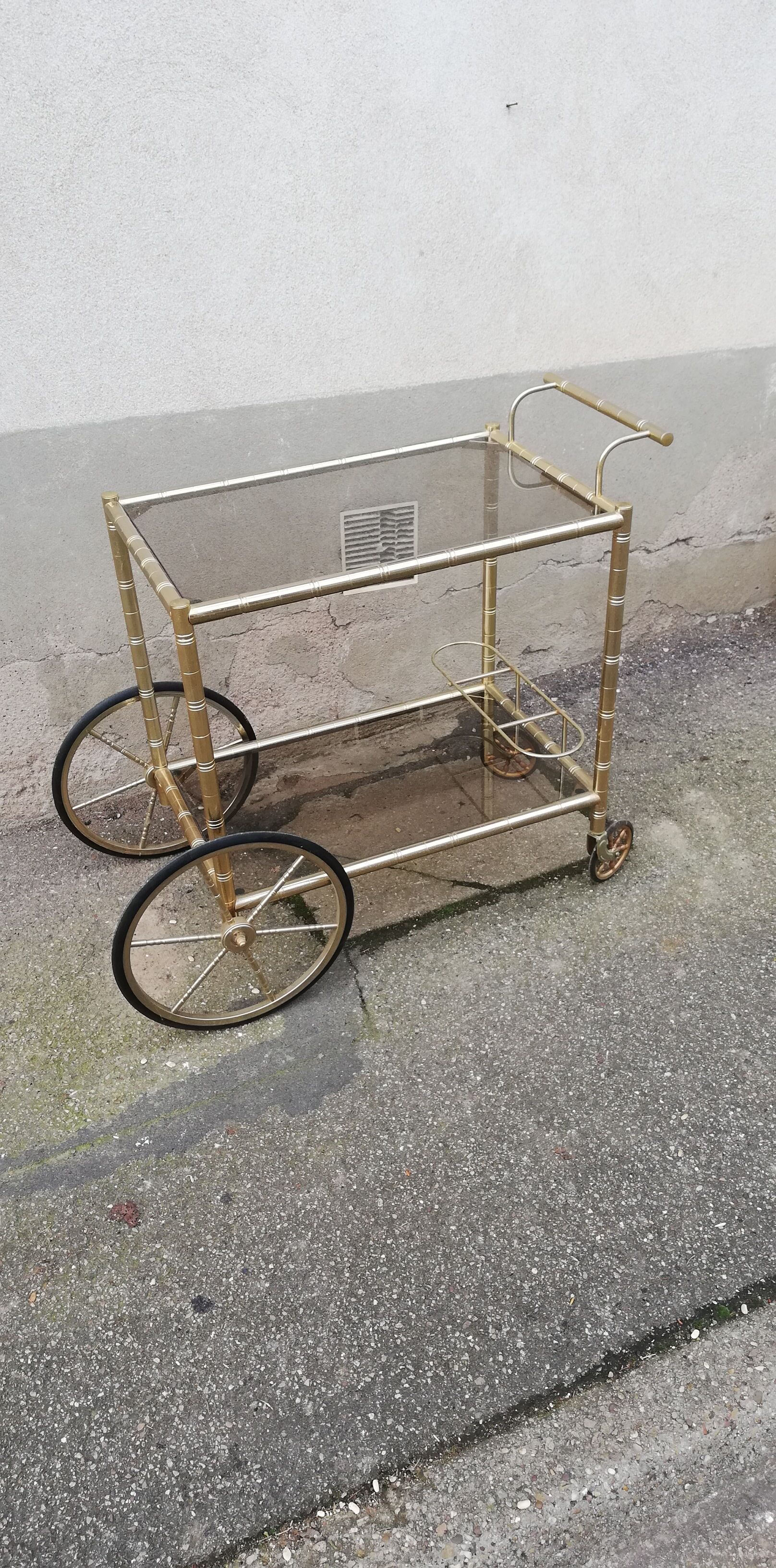 Vintage brass service 4 wheels